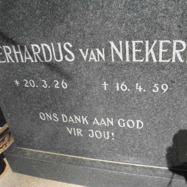 NIEKERK Gerhardus, van 1926-1959