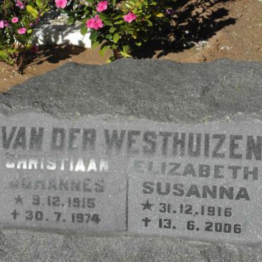 WESTHUIZEN Christiaan Johannes, van der 1915-1974 &amp; Elizabeth Susanna 1916-2006