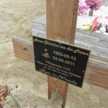 MERWE Anna Christina, van der 1965-2011
