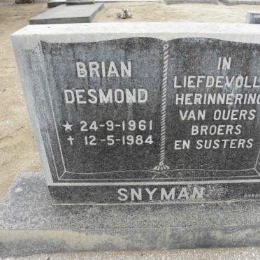 SNYMAN Brian Desmond 1961-1984
