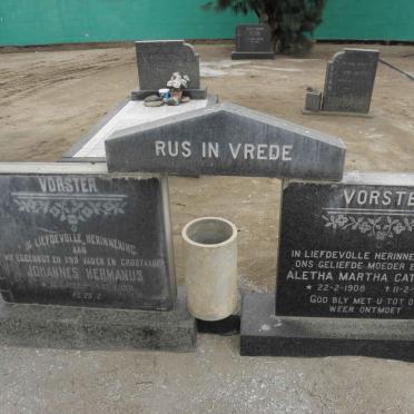 VORSTER Johannes Hermanus 1898-1971 &amp; Aletha Martha Catherina 1908-1993