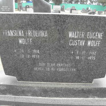 WOLFF Walter Eugene Gustav 1912-1975 &amp; Fransiena Frederika 1914-1972
