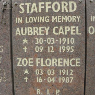 STAFFORD Aubrey Capel 1910-1995 &amp; Zoe Florence 1912-1987