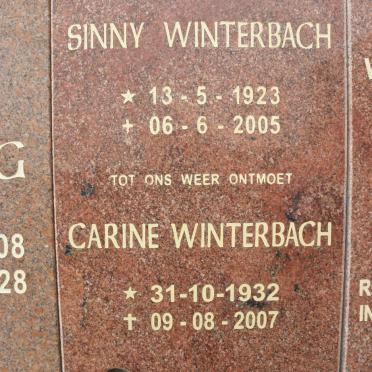WINTERBACH Sinny 1923-2005 &amp; Carine 1932-2007