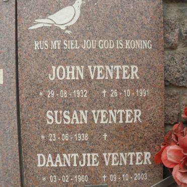 VENTER John 1932-1991 &amp; Susan 1938- :: VENTER Daantjie 1960-2003