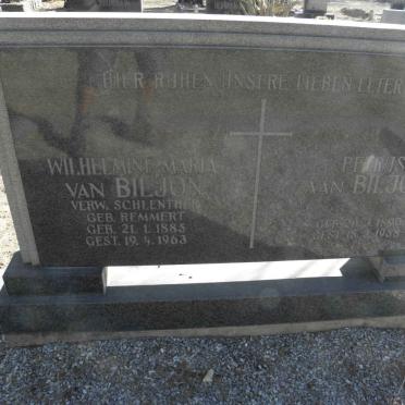BILJON Petrus, van 1890-1958 &amp; Wilhelmine Maria voorheen SCHLENTHER nee REMMERT 1885-1963