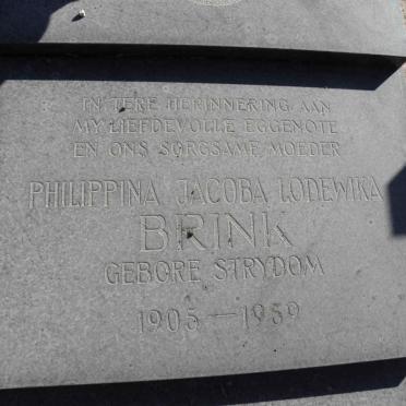 BRINK Johannes Guillaum 1897-1964 &amp; Philippina Jacoba Lodewika STRYDOM 1905-1959