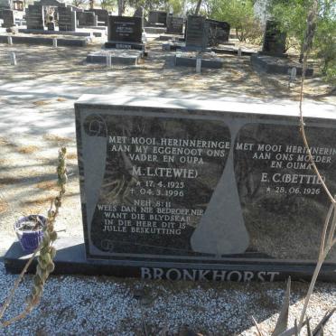 BRONKHORST M.L. 1925-1996 &amp; E.C. 1926-