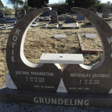 GRUNDELING Nicholas Jacobus 1916-1997 &amp; Jacoba Magrietha 1920-1996