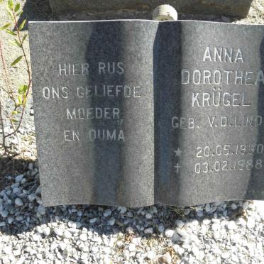 KRUGEL Anna Dorothea nee V.D. LINDE 1930-1988