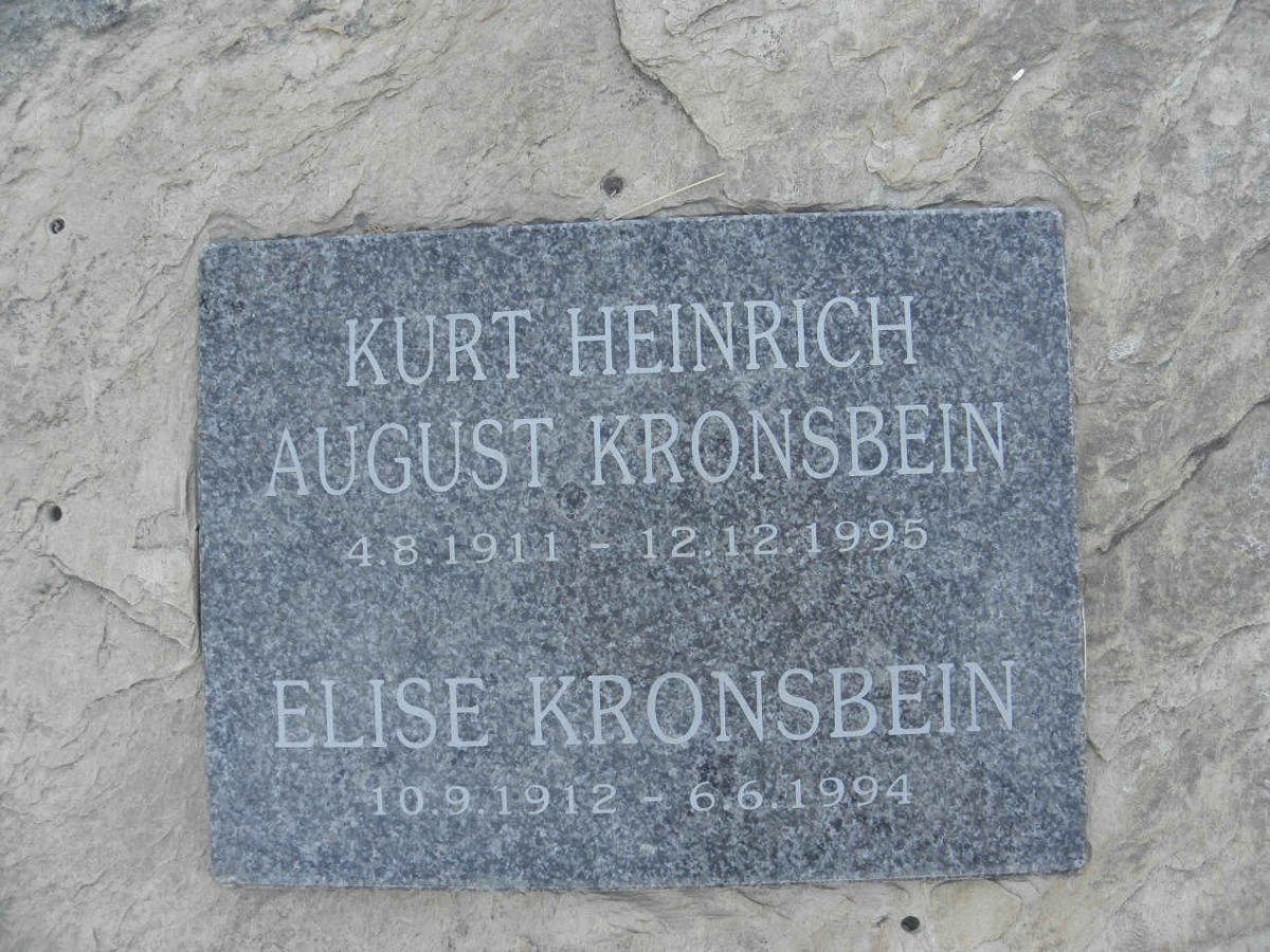 KRONSBEIN Kurt Heinrich August 1911-1995 &amp; Elise 1912-1994