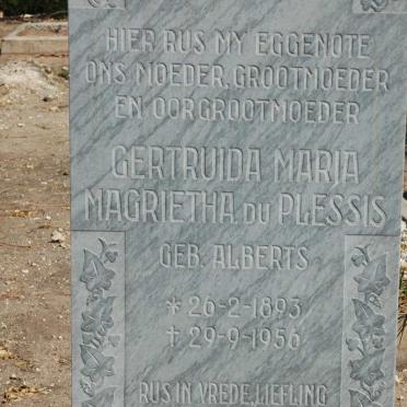 PLESSIS Gertruida Maria Magrietha, du nee ALBERTS 1893-1956