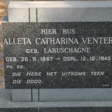 VENTER Alleta Catharina nee LABUSCHAGNE 1867-1945