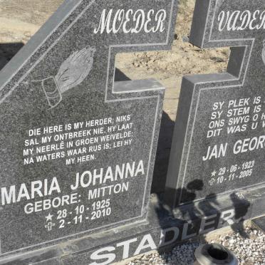 STADLER Jan Georg 1923-2005 &amp; Maria Johanna MITTON 1925-2010