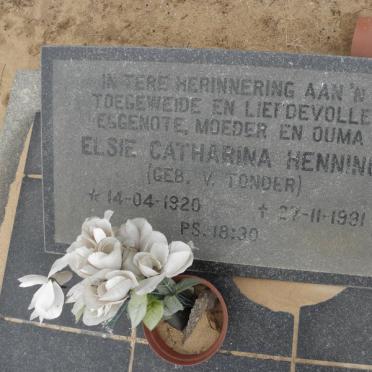 HENNING Elsie Catharina nee V. TONDER 1920-1991