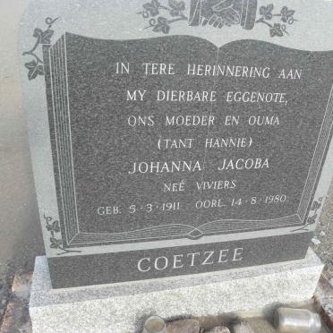 COETZEE Johanna Jacoba nee VIVIERS 1911-1980