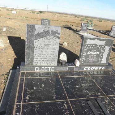 CLOETE Johnny E. 1948-1995 &amp; Sarah 1948-2010