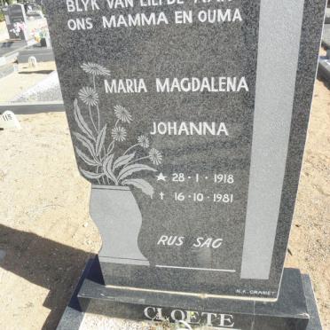 CLOETE Maria Magdalena Johanna 1918-1981