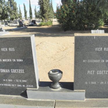 COETZEE Piet 1903-1971 &amp; Dinah 1903-1992