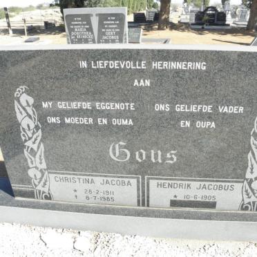GOUS Hendrik Jacobus 1905- &amp; Christina Jacoba 1911-1985