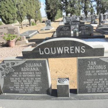 LOUWRENS Jan Jacobus 1909-1980 &amp; Juliana Adriana 1903-1981