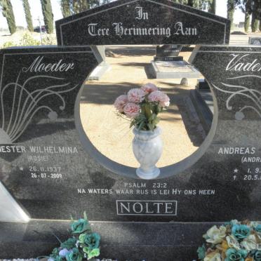 NOLTE Andreas Jacobus 1932-1994 &amp; Hester Wilhelmina 1937-2009
