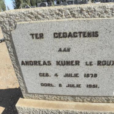ROUX Andreas Kuner, le 1878-1951