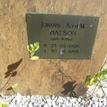 BASSON Johanna A. v.d.M. nee BOTHA 1926-1998