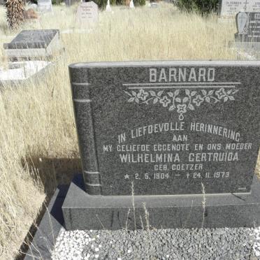 BARNARD Wilhelmina Gertruida nee COETZER 1904-1973