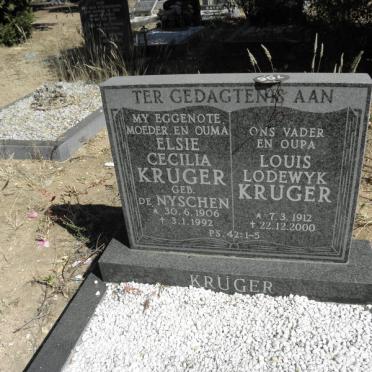 KRUGER Louis Lodewyk 1912-2000 &amp; Elsie Cecilia DE NYSCHEN 1906-1992