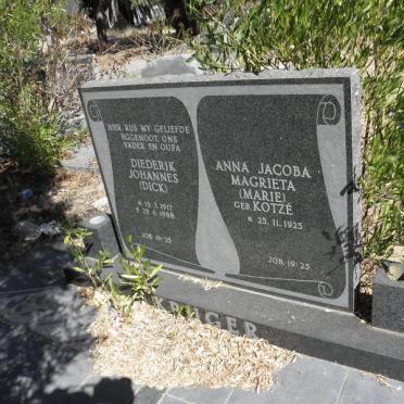 KRUGER Diederick Johannes 1917-1988 &amp; Anna Jacoba Magrieta KOTZE 1925-
