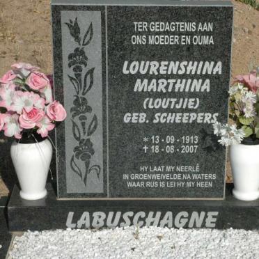 LABUSCHAGNE Lourenshina Marthina nee SCHEEPERS 1913-2007