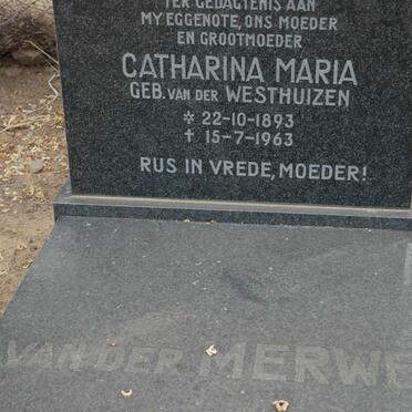 MERWE Jacobus Christiaan, van der 1894-1973 &amp; Catharina Maria, van der VAN DER WESTHUIZEN 1893-1963