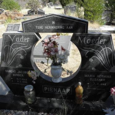 PIENAAR Barend Jacobus Burger 1944-1988 &amp; Maria Hermina Susanna 1946-