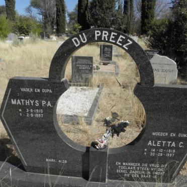 PREEZ Mathys P.A., du 1910-1997 &amp; Aletta C. 1919-1997