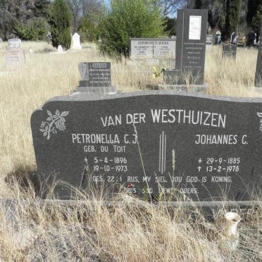 WESTHUIZEN Johannes C., van der 1885-1976 &amp; Petronella C.J. DU TOIT 1896-1973