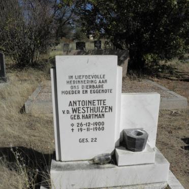 WESTHUIZEN Antoinette, v.d. nee HARTMAN 1900-1960