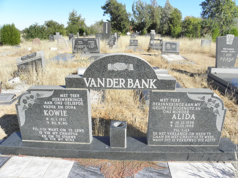 BANK Kowie, van der 1931-1990 &amp; Alida 1938-1986