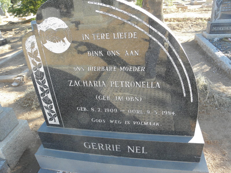 NEL Zacharia Petronella nee JACOBS 1909-1984