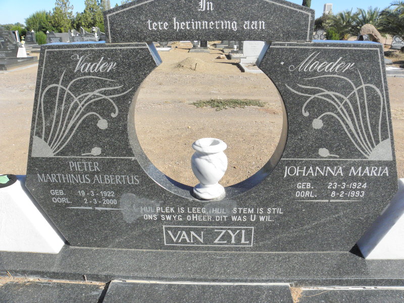 ZYL Pieter Marthinus Albertus, van 1922-2000 &amp; Johanna Maria 1924-1993