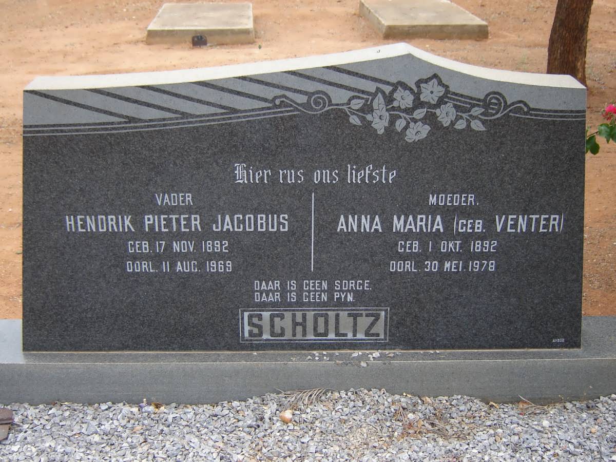 SCHOLTZ Hendrik Pieter Jacobus 1892-1969 &amp; Anna Maria VENTER 1892-1978