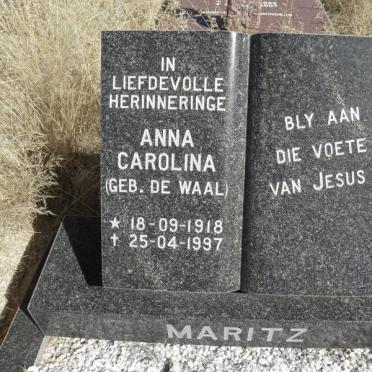 MARITZ Anna Carolina nee DE WAAL 1918-1997