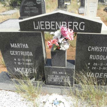 LIEBENBERG Christiaan Rudolph 1911-1979 &amp; Martha Gertruida 1919-1997