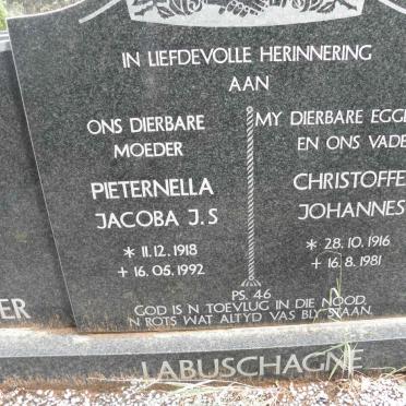 LABUSCHAGNE Christoffel Johannes 1916-1981 &amp; Pieternella Jacoba J.S. 1918-1992