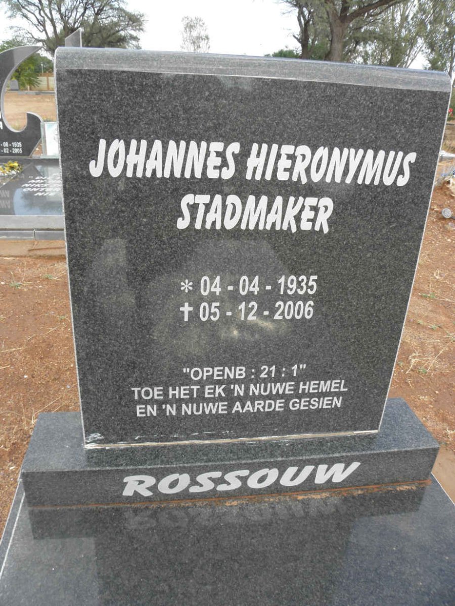 ROSSOUW Johannes Hieronymus Stadmaker 1935-2006