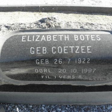 BOTES Elizabeth nee COETZEE 1922-1997