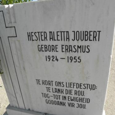 JOUBERT Hester Aletta nee ERASMUS 1924-1955