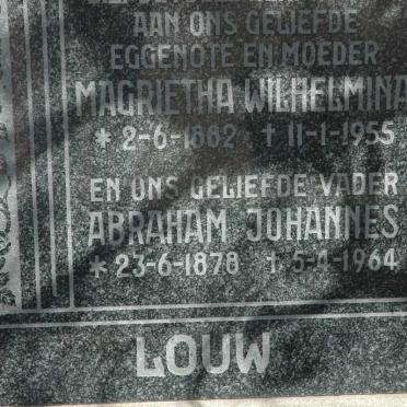 LOUW Abraham Johannes 1878-1964 &amp; Magrietha Wilhelmina 1882-1955