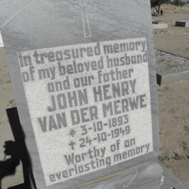 MERWE John Henry, van der 1893-1949