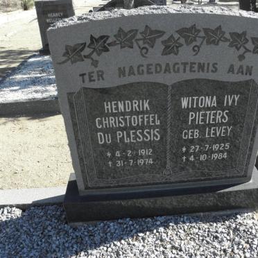 PLESSIS Hendrik Christoffel, du 1912-1974 &amp; Witona Ivy Pieters LEVEY 1925-1984